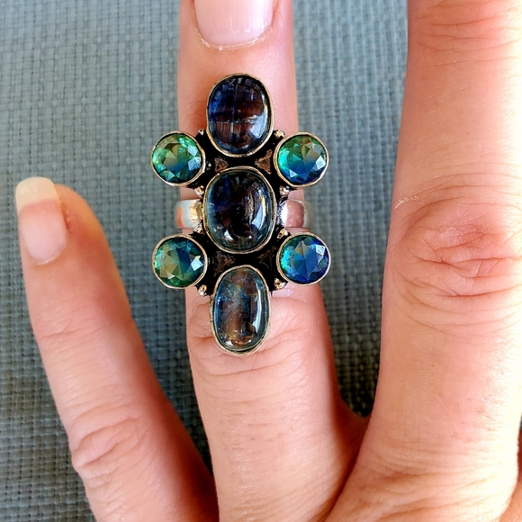New Kyanite & Bi-Color Tourmaline 925 Silver Ring. - Picture 11 of 11